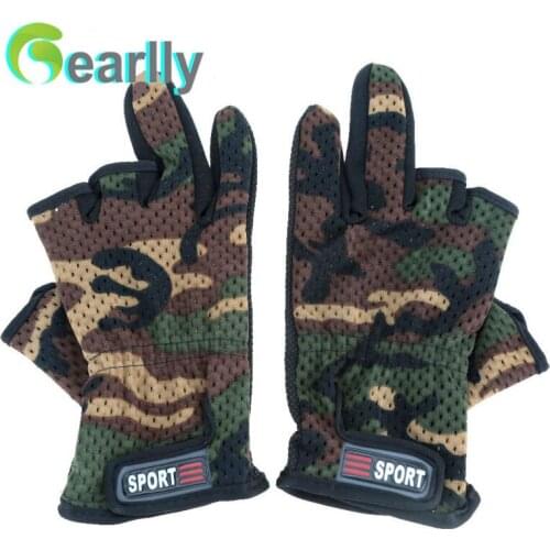 High Quality Anti-slip Fishing Gloves Breathable Wear Resistant 3 Low-Cut Fingers Fishing Gloves Outdoor Gloves