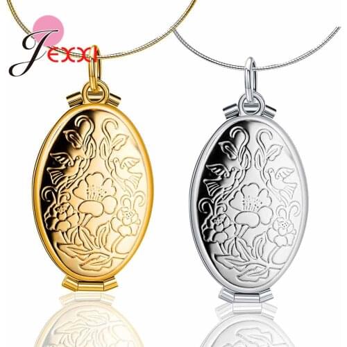 YAAMEL Popular Silver/Gold Photo Frame Memory Locket Pendant Necklace For Women Girls 925 Sterling Silver Flower Necklaces