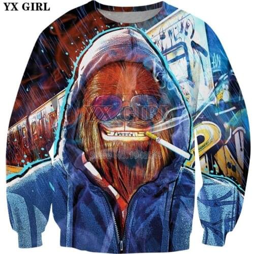 YX GIRL Drop shipping 2018 New Fashion Crewneck Sweatshirt Chillin Chewbs 3d Print Mens Womens Casual Pullover ZS553