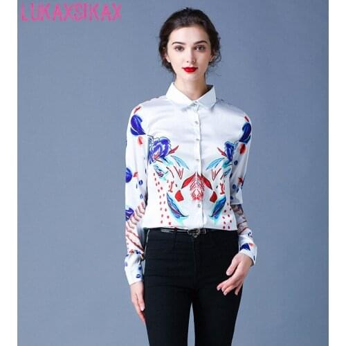 New Arrival 2020 Spring Autumn Women Shirt Fashion Print Turndown Collar Long Sleeve Shirt Casual Women Tops