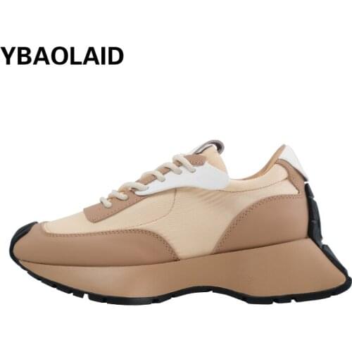 Special-shaped Toe Caps Retro Leather Forrest Shoes Female 2021 New Waterproof Platform Color Matching Lace-up Sports Shoes