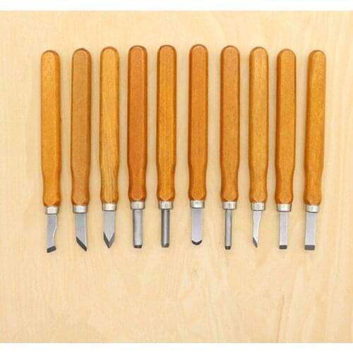 10Pcs/Lot Leather craft tool Woodcut Cutter Knife Set Hand Carving Chisels for Leather DIY Tools