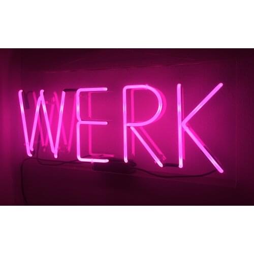 14“ Werk Pink Acrylic Custom Neon Light Lamp Sign Beer Bar Handmade Real Glass Decorate Home Wall Room Windows Tube Artwork