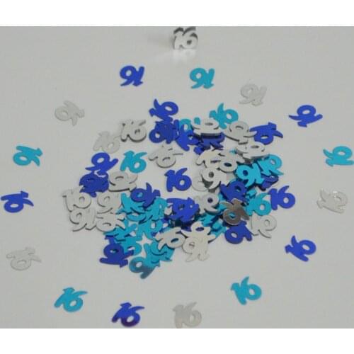 150g Age 16 Years Old Happy Birthday Party Confetti Black Pink Blue Purple Table Scatters Number Digital 16 Sprinkle Decorations