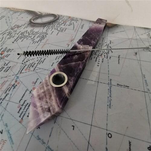 17cm Beautiful Natural Dream Amethyst Crystal Carving Stick Pipette Quartz Crystal Pipe For Reiki Healing Energy DIY Gift