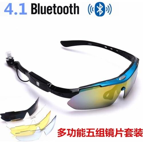 4.1 Stereo Bluetooth Glasses Smart MTB Bike Cycling Accessory For Men Women Five Lenses Kits Sports headphones Polarized Glasses