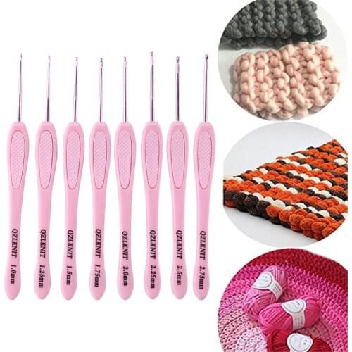 8Pcs Crochet Hook Circular Knitting Needles Set Soft Plastic Handle DIY Home Art Craft Weaving Sewing Stitches Tools
