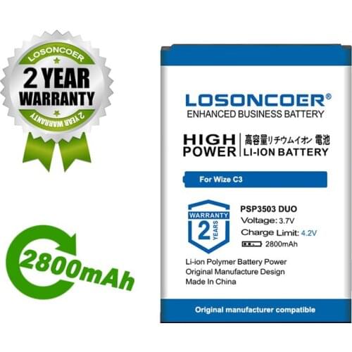 LOSONCOER Battery 2800mAh PSP3503DUO Battery For Prestigio Wize C3 PSP3503 DUO PSP 3503