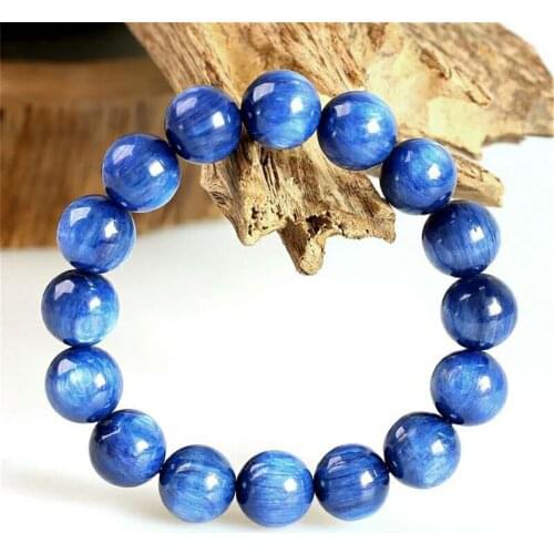 13mm Natural Blue Kyanite Crystal Bracelet Jewelry For Women Men Luck Stone Round Beads Gemstone Reiki Stretch Strands AAAAA