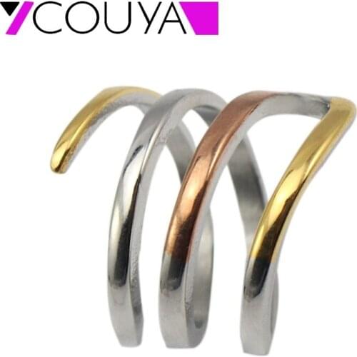 COUYA Unique Geometric Design Party Ring Fashion Jewelry Rose Gold Color&Silver Color Trendy Charms Engagement Rings for Women