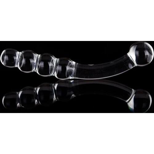 Double Crystal Purple Pyrex Glass Dildo Artificial Penis Granule Spiral G Spot Simulator Adult Sex Toys for Woman Masturbator