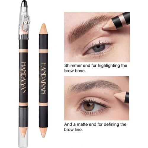 1Pcs Double-end Highlighting Duo Pencil Matte and Shimmer Brow Highlighter Pencil Eyebrow Contour Stick