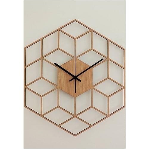 HOT 30CM Fashion creative geometric pattern wall clock wall art deco clock wooden wall clock