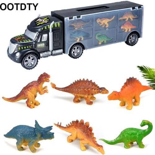 Dinosaur Truck, Transport Car Carrier Truck Toy with 6 Dinosaurs Toys Inside Gifts for Kids/Boys Toy for Ages 3, 4, 5, Years Old