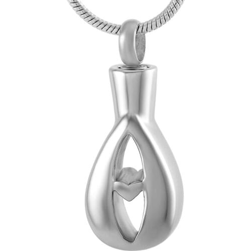 IJD9226 Little Heart Teardrop Stainless Steel Memorial Ashes Jewelry Pendant Hold Cremation Urn Necklace Women Keepsake