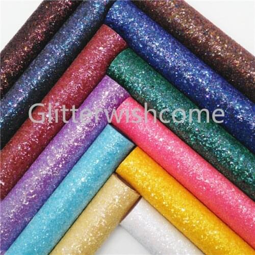 Glitterwishcome 21X29CM A4 Size Synthetic Leather, Chunky Glitter Leather, Faux PU Leather fabric Vinyl for Bows, GM3163A