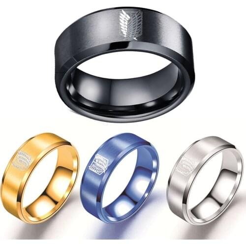 Attack on Titan Ring Stainless Steel Ring Wings Of Liberty Flag Finger Rings Men Women Jewelry Anime Fans Gifts