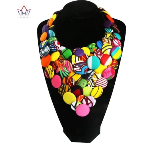 Colourful African Button Necklace African Accessories for Women Bohemia Style Women Button Necklace WYA160