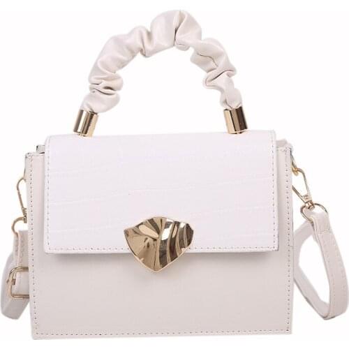 Summer Small Fresh Bag Handbags New 2020 Korean Version of The Chain Leaf Lock Square Bag Trend Solid Color Messenger Bag