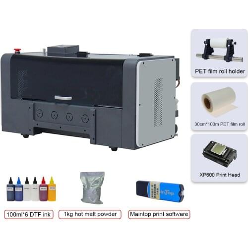 A3 DTF Printer Machine XP600 printing t-shirt With PET Film Roll Holder For T-shirt Leather Hoodies Clothes Heat Press Pet Film
