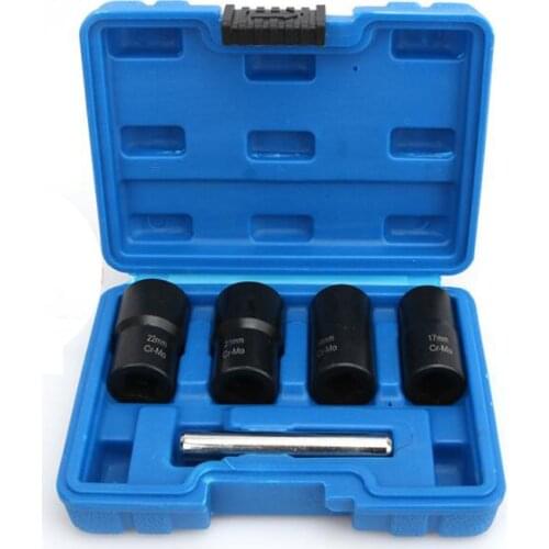 5-piece twist lock sleeve, car tire nut screw damage puller 17mm 19mm 21mm 22mm sleeve car repair wrench parts tool