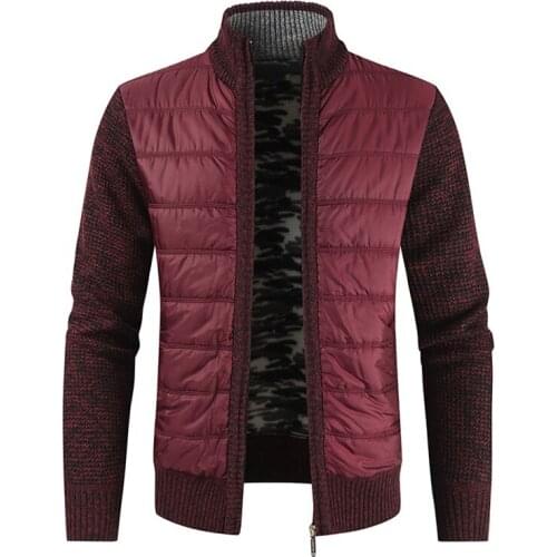 2020 New Thick Spliced Winter Jacket Men Cardigan Casual Zipper Stand Collar Sweater Men Warm Fashion Mens Sweater Jackets Coats