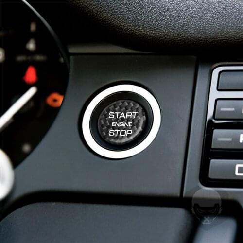 Carbon Fiber Car Engine Start/Stop Button Cover Trim Sticker for Discovery Sport Discovery 5 Range Rover Velar Sport 2017-2019