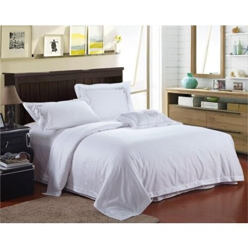 New 100s Egyptian cotton satin bed linen white hotel bedding sets king queen embroidered bedclothes duvet cover bed sheet set