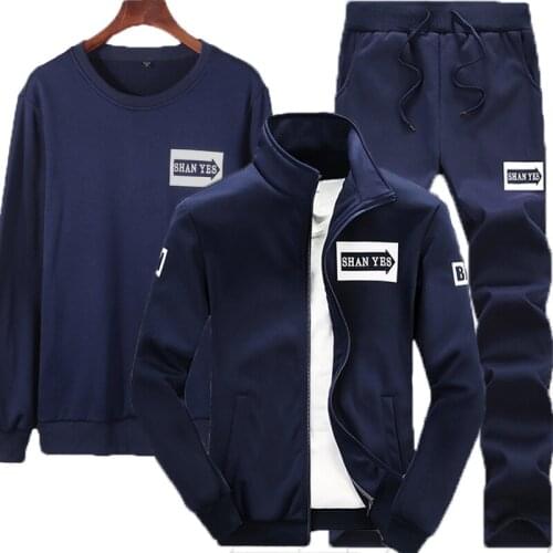 New spring and autumn Mens Sportswear Sets Mens Casual Tracksuit Men 3 Piece Set Sweatshirt Sweatpants Sportswear Running S-4XL