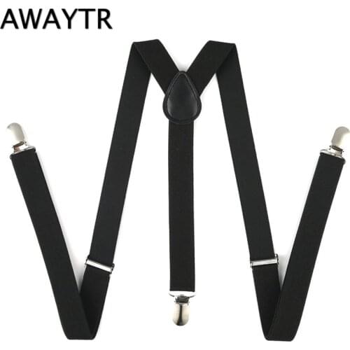 AWAYTR Mens Braces 2.5cm Width Unisex Army Green/Black Suspenders 2018 New Adjustable Casual Leather Suspender Belt for Wedding