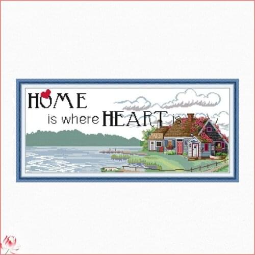 Harbor Of Love Pattern Cross Stitch Kit 14CT 11CT Printed Canvas DIY The Seaside Scenery Embroidery Set Needlework Crafts