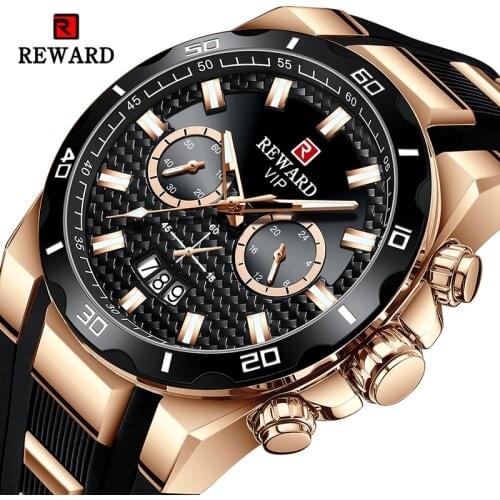 REWARD 2020 Modern Top Brand Mens Watches Fashion Sport Silicone strap Watch Mens Luxury Date Waterproof Quartz Chronograph