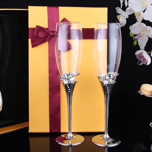 Diamond ring European glass Champagne Cup diamond ring red wine cup elegant gift alloy foot pedestal