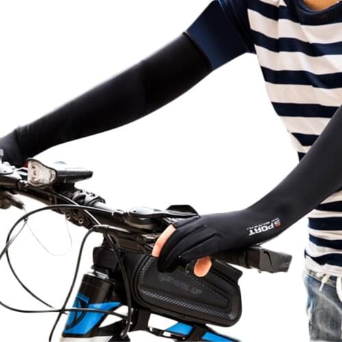 Unisex Anti-UV Cycling Fishing Sleeves Summer Letter Printed Cooling Ice Silk Arm Cover With Exposed Finger Sleeves