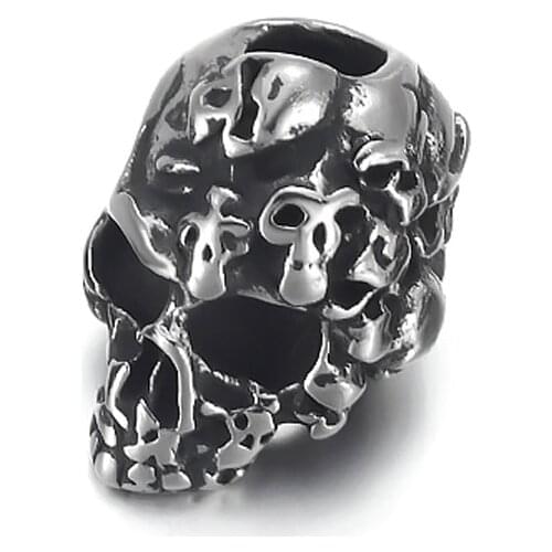 Stainless Steel Skull Bead Spacer Polished 3.5mm Hole Beads Metal Charms DIY Bracelet Jewelry Making Accessories