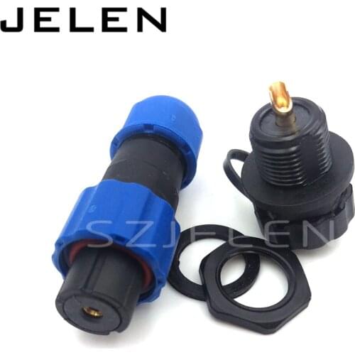 SD13, 1 pin waterproof connector , 1-pin coaxial connector plug and socket, IP68, Panel Mount, rated current 30A
