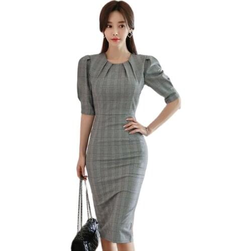 Sexy tight office Dress one piece korean ladies Summer half Sleeve formal cabaret Party Dresses for women