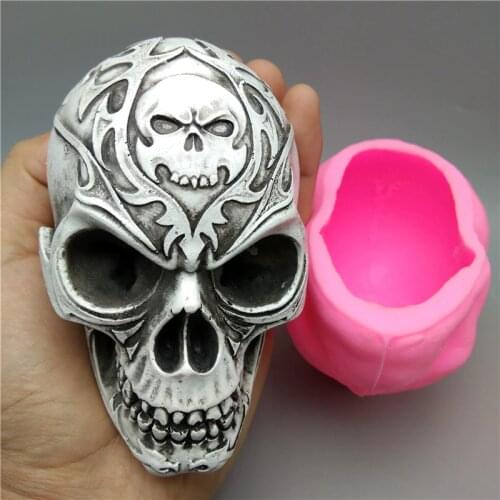 Silicone Mold 3D Skull Gypsum Chocolate Candle Soap Candy Mould Kitchen Baking Free Shipping
