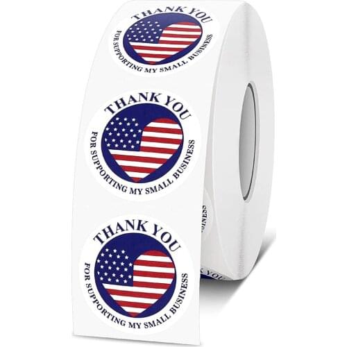 Thank You Stickers Shipping Pegatinas Naklejki Roll Supporting My Small Business American Flag Seal Labels Sticker Paper 500PCS