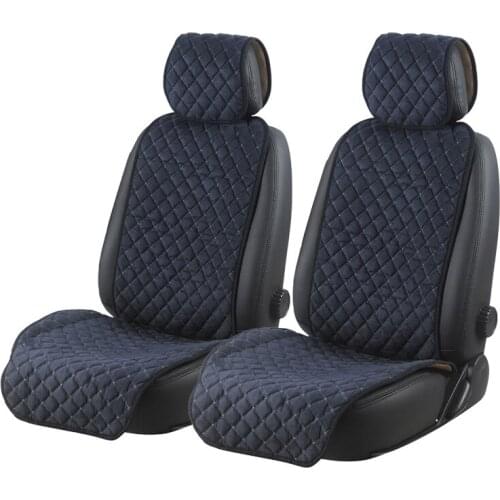 Dark Blue Cotton Car Seat Cushions 2 Seats Breathable Car Seat Cover Protector Universal for Trucks SUV Non-slip