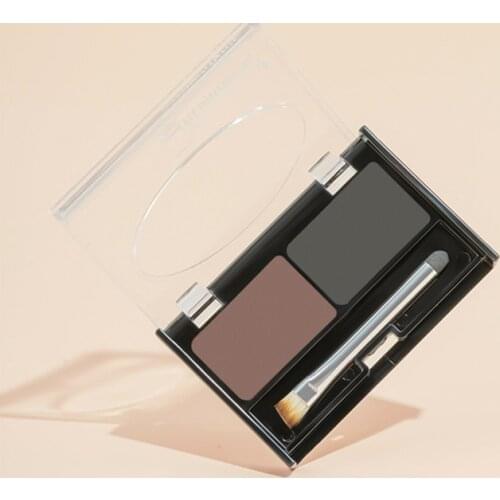Eyeshadow Cake Makeup 2 Color Waterproof Eyebrow Powder Eye Shadow Eye Brow Palette + Brush Eyebrow Enhancer Professional