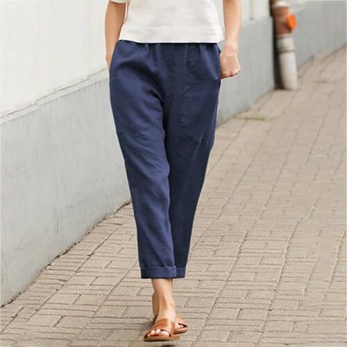 Umeko Summer Women Fashion Female Trousers Solid Color All-match Exquisite Women Cropped Pants for Daily Wear Business Trousers
