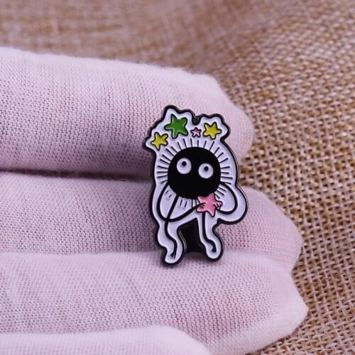 Funny Cute Japan Hayao Miyazaki Fairydust Enamel Pin Cartoon With Lovely Stars Brooch For Lapel Coat Badge