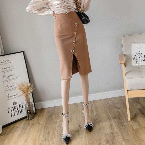 Stretch high waist bag hips skirt women mid-length slim split skirt wedding ceremony festive long skirts office lady clothes
