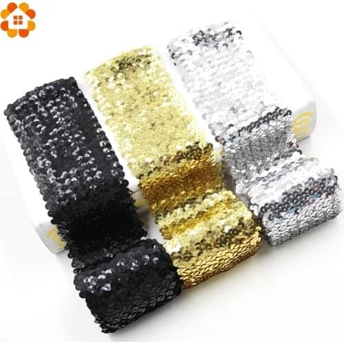 1M/Lot 7.5CM Width Sequin Beading Trim Lace Spangle Ribbon DIY Handcraft Sewing Headdress Wedding Decoration Curtain Accessories