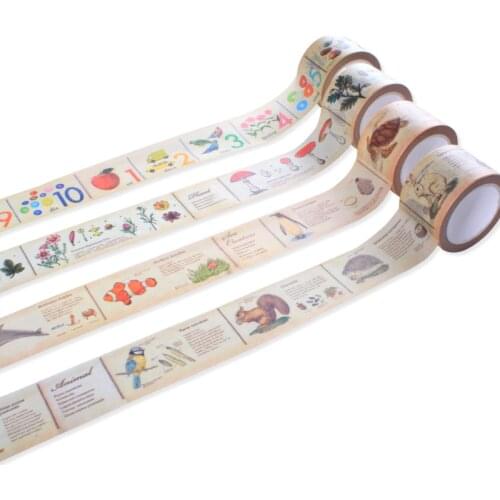 1 pcs Washi Tapes DIY Vintage Natural Animals paper Masking tape Decorative Adhesive Tapes Scrapbooking Stickers Size 30mm*10m
