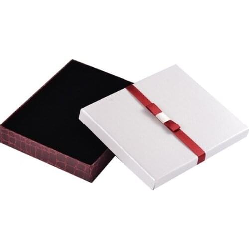 10pcs White Rectangle Jewelry Set Cardboard Boxes Necklaces Earrings Jewelry Organizer Gift Packing Box with Sponge and Ribbon