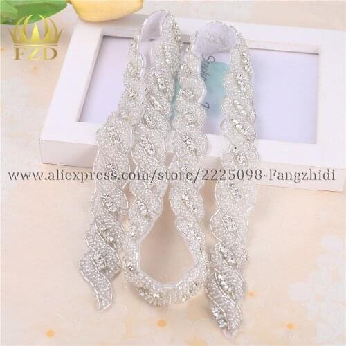 10yards) Wholesale 1 Yard Sewing Hot Fix Bling Wedding Dresses Bridal Garters Sash Beaded Rhinestone Applique Trim