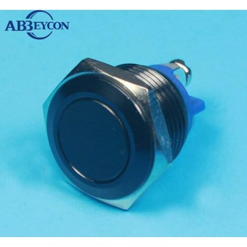 16Mm Black Anodized Metal Shell Push Button Switch High Quality Round Head Screw Terminal 1No Momentary Waterproof Button Switch
