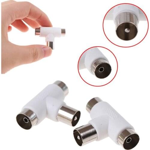 4Pcs 2 Way TV T Splitter Aerial Coaxial Cable Male to 2 Female Connectors Adapter